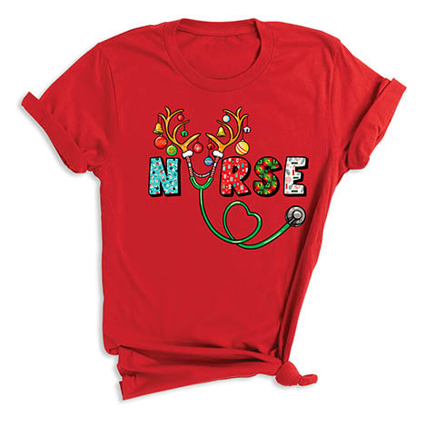 red  Nurse Christmas Tee 