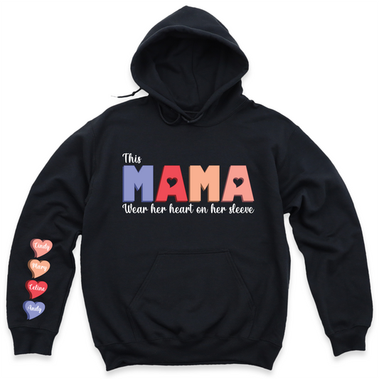 Custom Mama Sweatshirt with Children Name on Sleeve