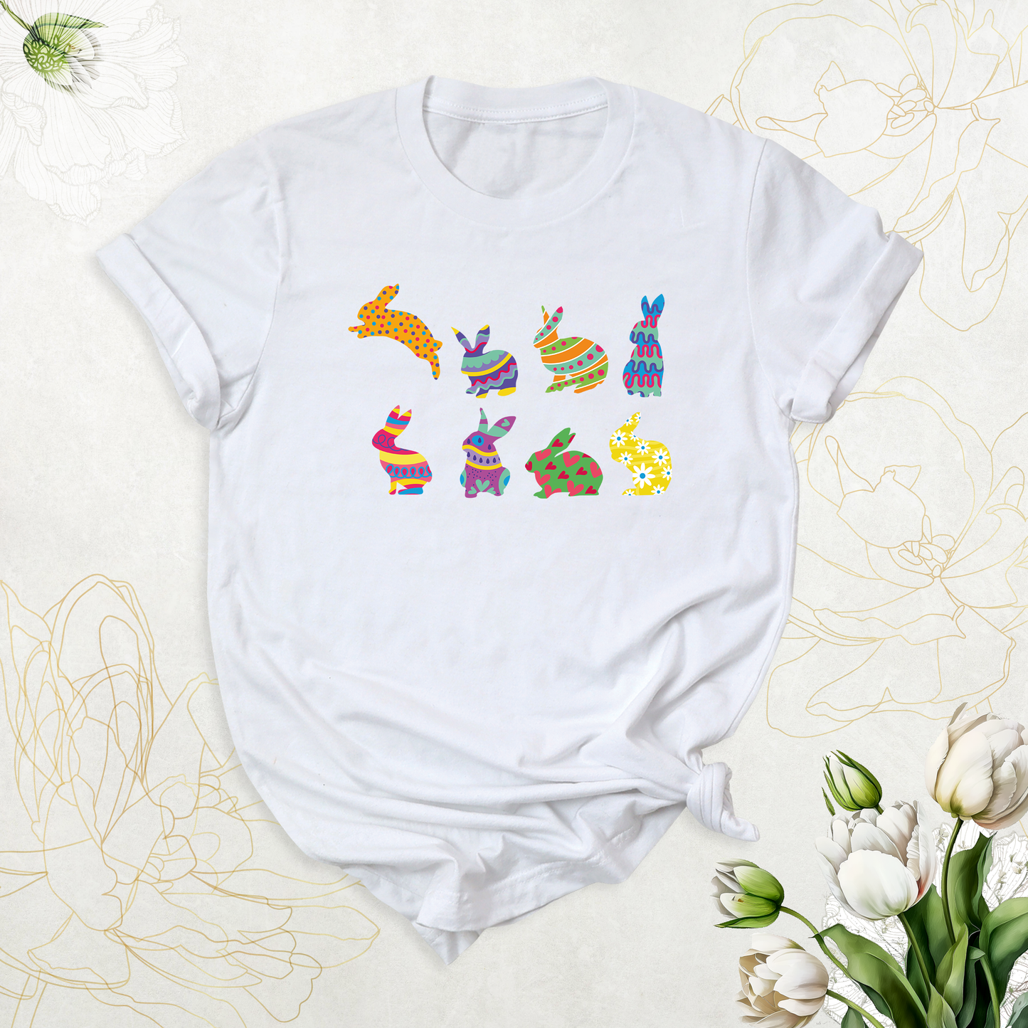 t shirt with rabbits on it