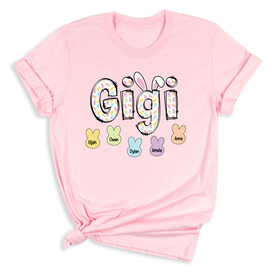 Custom Rabbit Gigi Mimi Nana T-Shirt with Kid's Name on