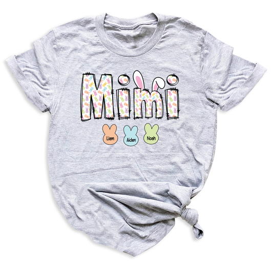 Custom Rabbit Mimi Gigi Nana T-Shirt with Kid's Name on