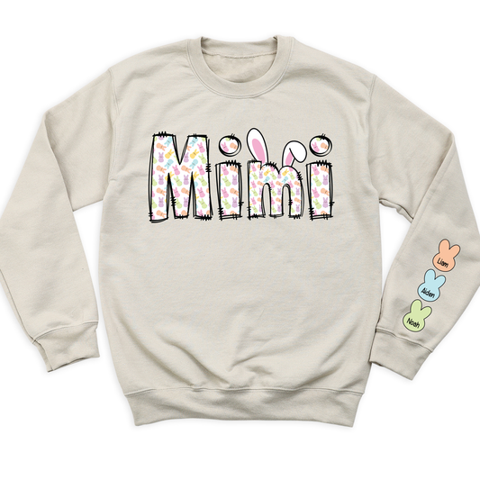 Custom Rabbit Mimi Sweatshirt with Kid's Name on Sleeve