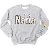 Custom Rabbit Nana Sweatshirt with Kid's Name on Sleeve