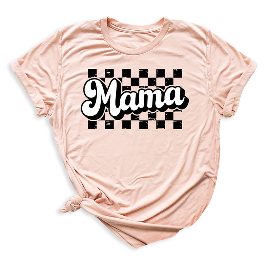 Mama Retro Checkered Pattern Women T-shirt