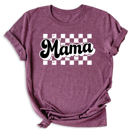 Mama Retro Checkered Pattern Women T-shirt