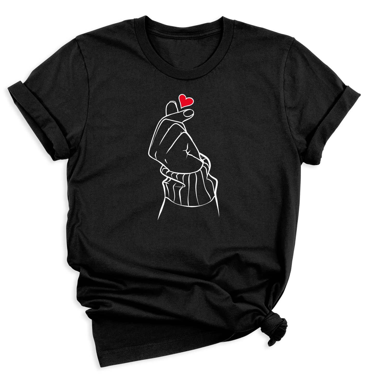 black korean finger heart t shirt