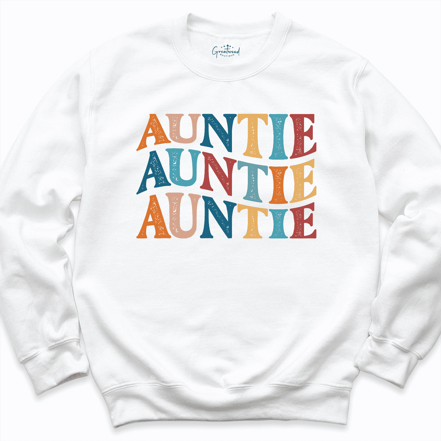 Colorful Auntie sweatshirt White - Greatwood Boutique