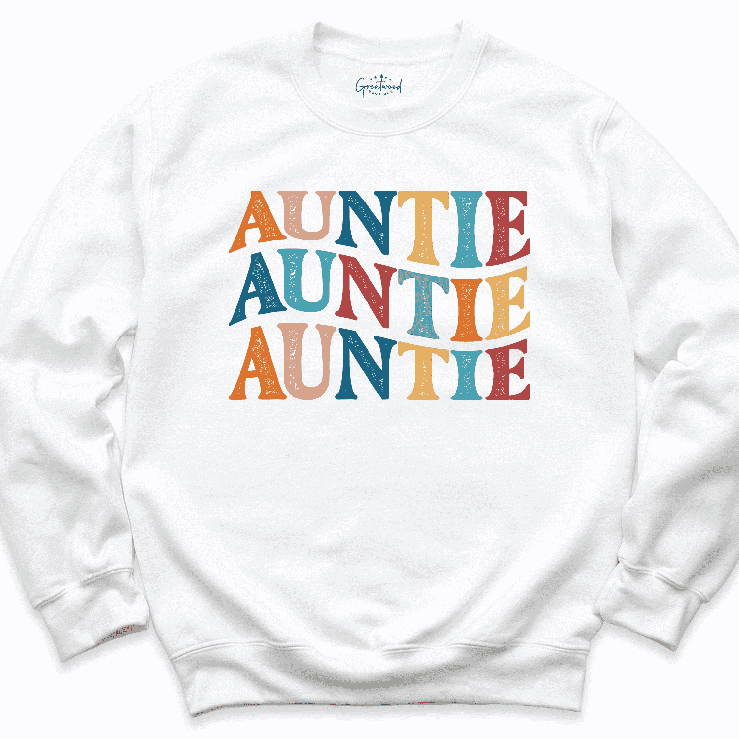 Colorful Auntie sweatshirt White - Greatwood Boutique