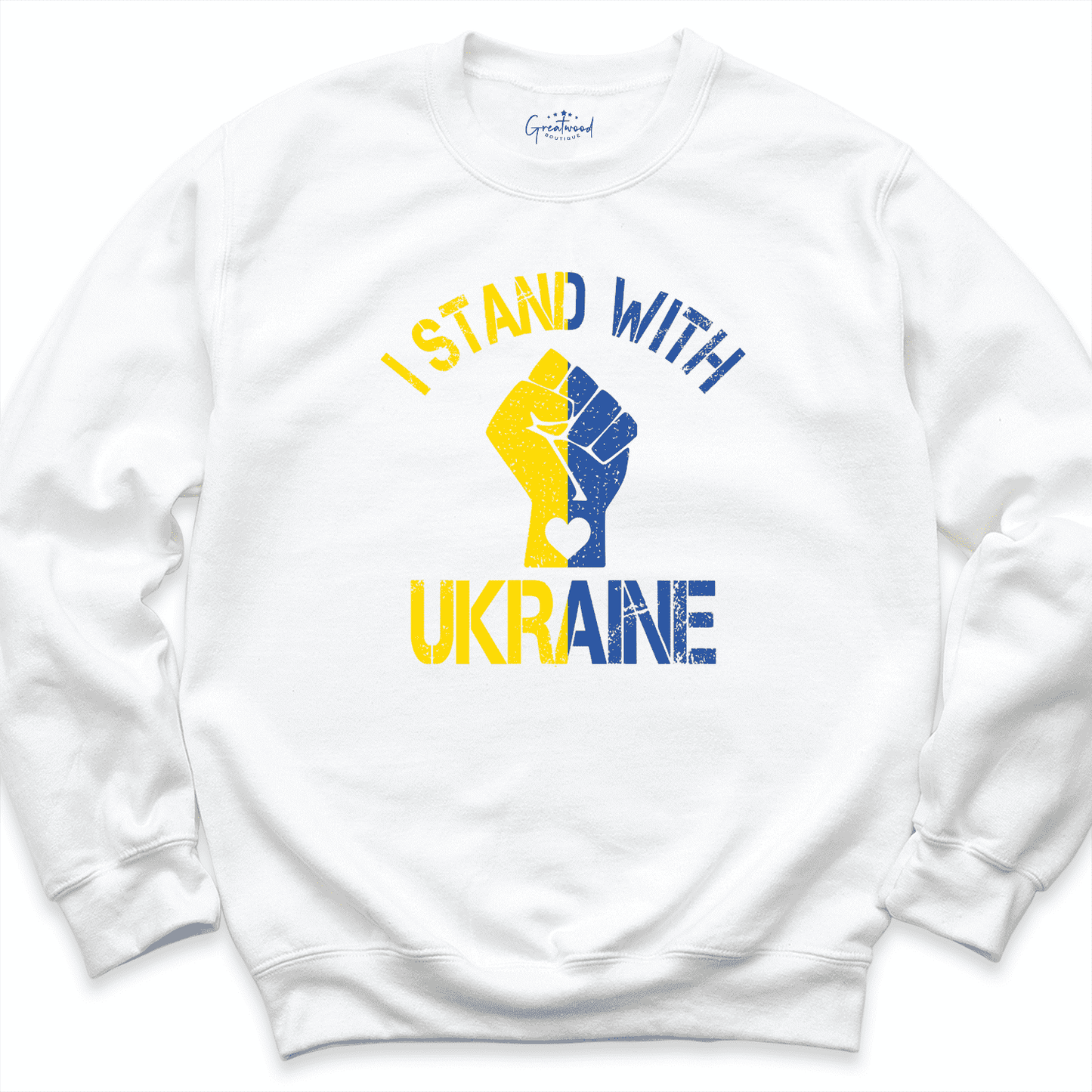 I Stand With Ukraine Sweatshirt White - Greatwood Boutique