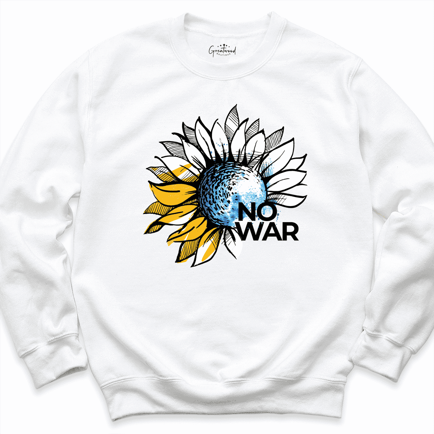 No War In Ukraine Sweatshirt White - Greatwood Boutique