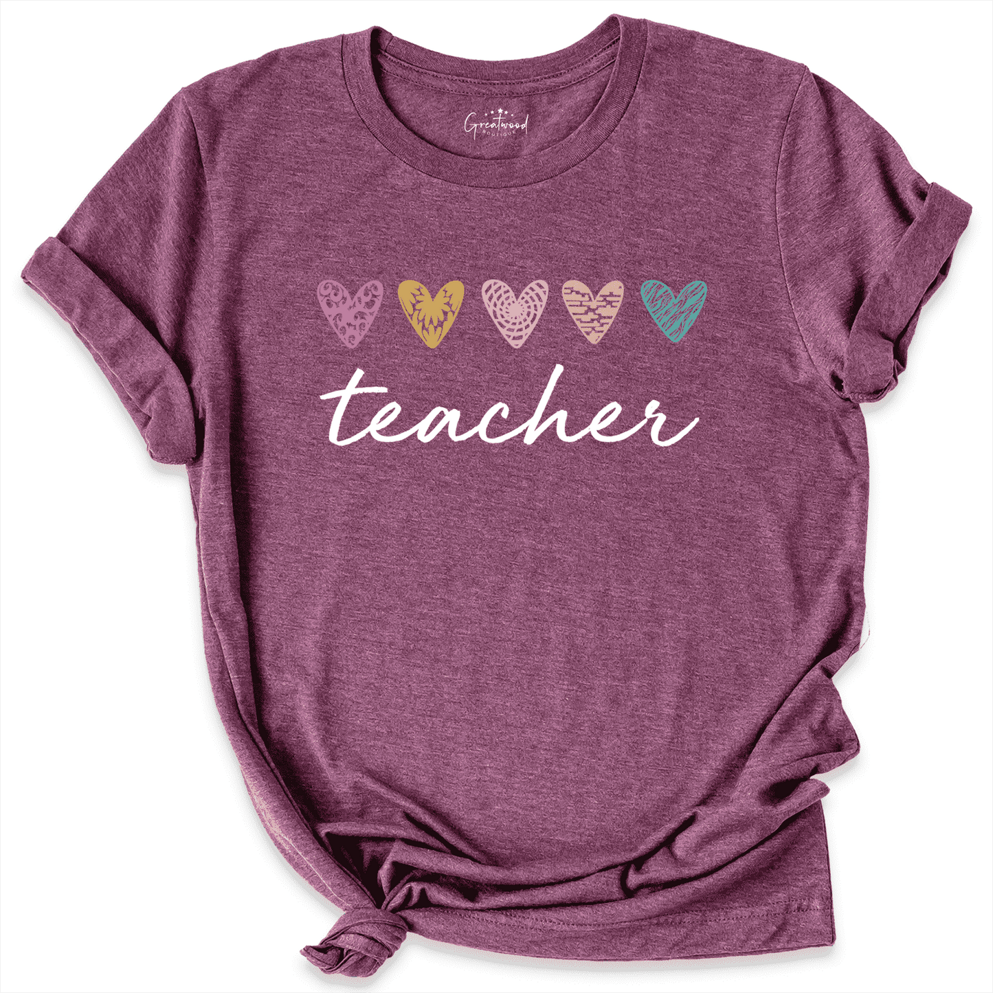 Teacher Heart shirt Maroon - Greatwood Boutique