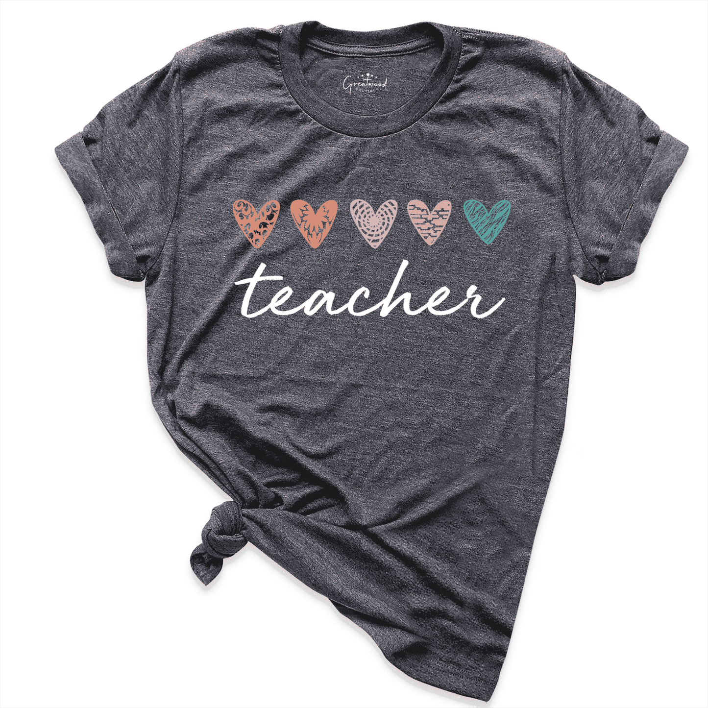 Teacher Heart shirt D.Grey - Greatwood Boutique