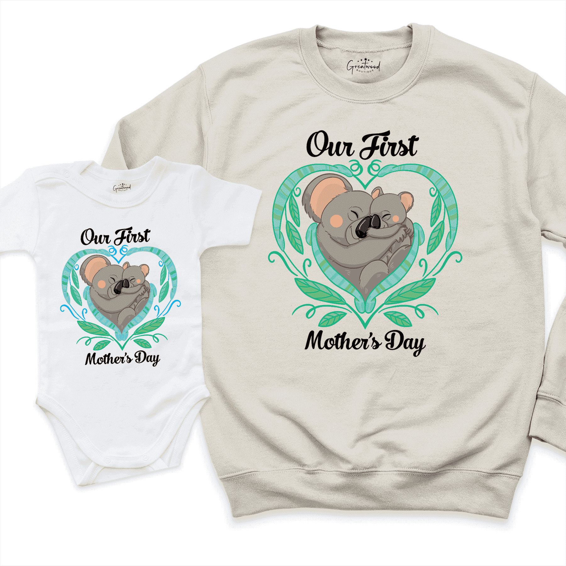 Our First Mothers Day Sweatshirt Sand - Greatwood Boutique