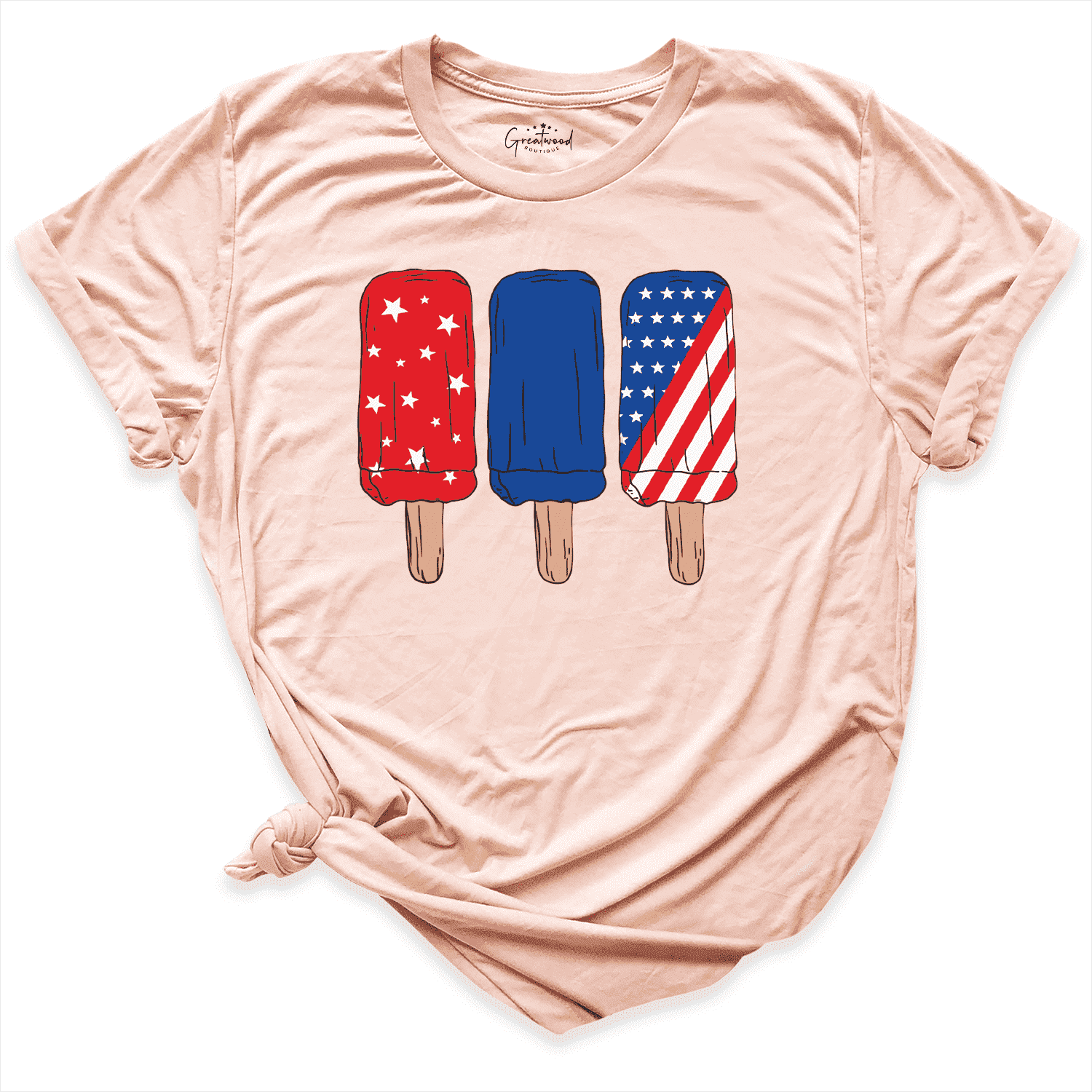 Ice Cream US Flag Shirt Peach - Greatwood Boutique
