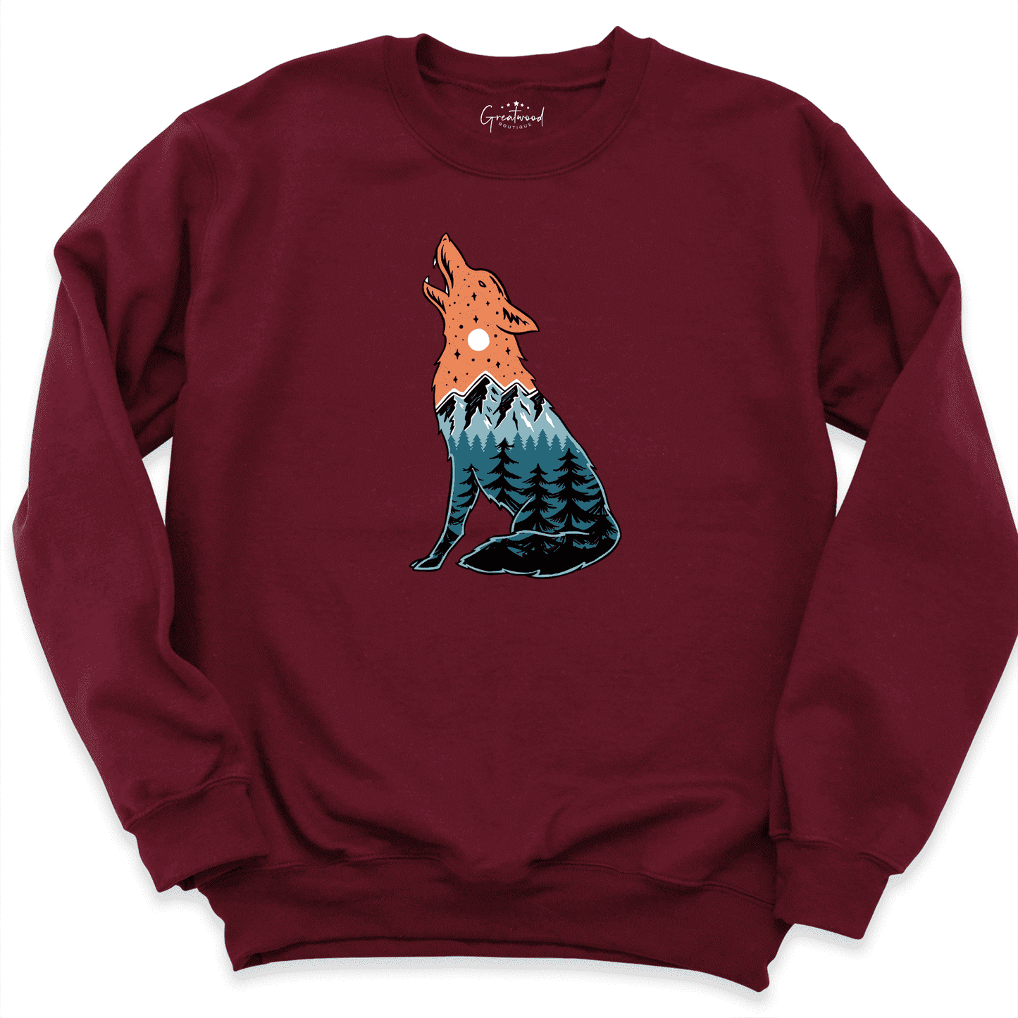 Wolf Sweatshirt Maroon - Greatwood Boutique