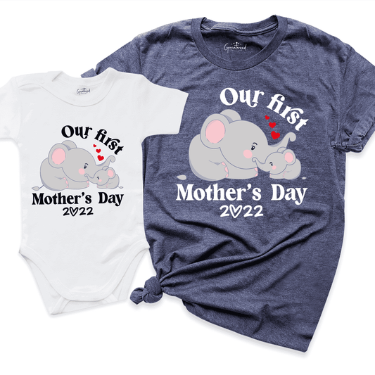 Our First Mothers Day 2022 Shirt Navy - Greatwood Boutique